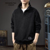 Corduroy sweatshirt retro style men's long-sleeved polo shirt half-zipper stand-up collar top