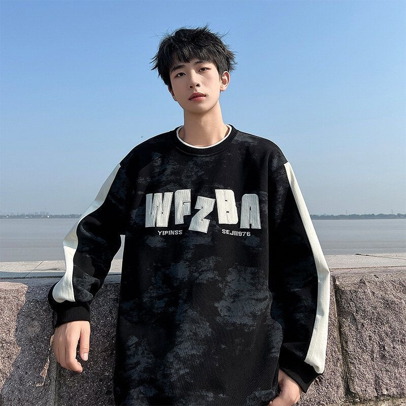 Sweatshirt fake two-piece long-sleeved youth round-neck bottom loose fashion brand top
