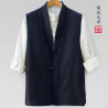 Cotton and linen vest men's Chinese new Chinese national style thin casual buckle loose coat vest