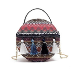 Ethnic minority bag pure handmade embroidery tassel waist bag