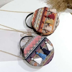 Ethnic minority bag pure handmade embroidery tassel waist bag