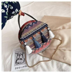 Ethnic minority bag pure handmade embroidery tassel waist bag