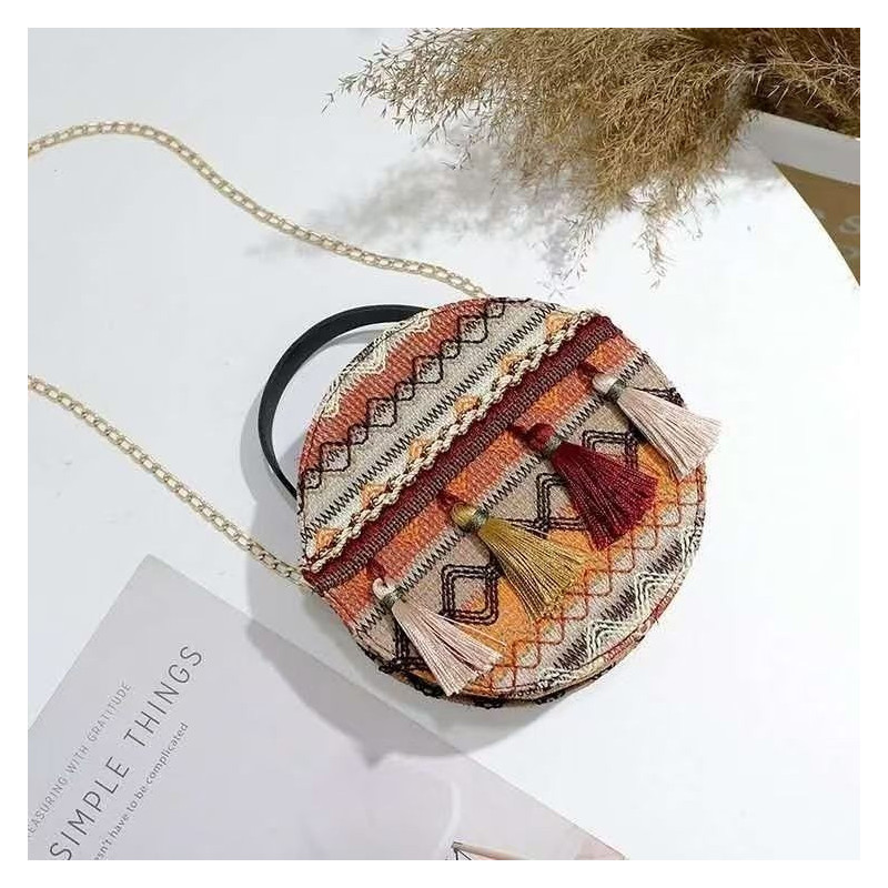 Ethnic minority bag pure handmade embroidery tassel waist bag