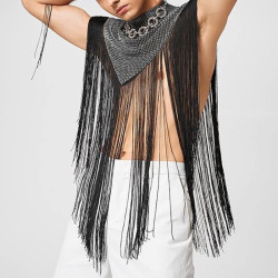 Stitching sleeveless cloak sexy men's street clothing high-neck vest shiny shawl outerwear