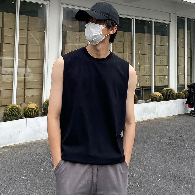 100% pure cotton T-shirt vest men's and women's loose casual undershirt