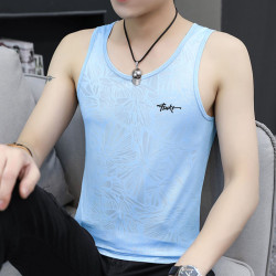 Ice silk cool vest men's thin breathable sports fitness sleeveless sweatshirt off-the-shoulder fashion