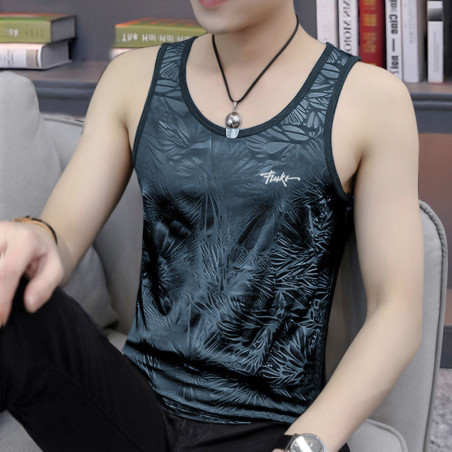 Ice silk cool vest men's thin breathable sports fitness sleeveless sweatshirt off-the-shoulder fashion