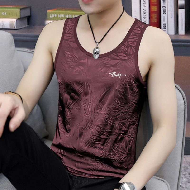 Ice silk cool vest men's thin breathable sports fitness sleeveless sweatshirt off-the-shoulder fashion