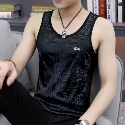 Ice silk cool vest men's thin breathable sports fitness sleeveless sweatshirt off-the-shoulder fashion