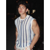 Striped street vest knitwear sleeveless fashion brand niche vest design sense street hollow top
