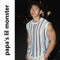Striped street vest knitwear sleeveless fashion brand niche vest design sense street hollow top
