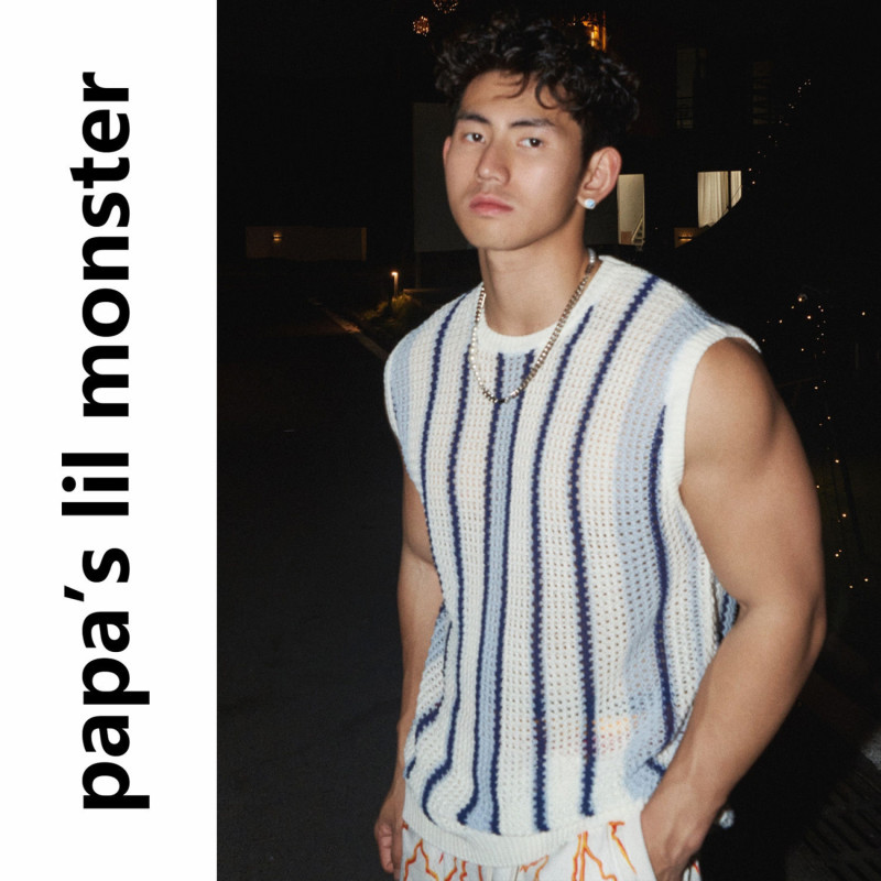 Striped street vest knitwear sleeveless fashion brand niche vest design sense street hollow top
