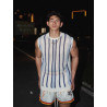 Striped street vest knitwear sleeveless fashion brand niche vest design sense street hollow top