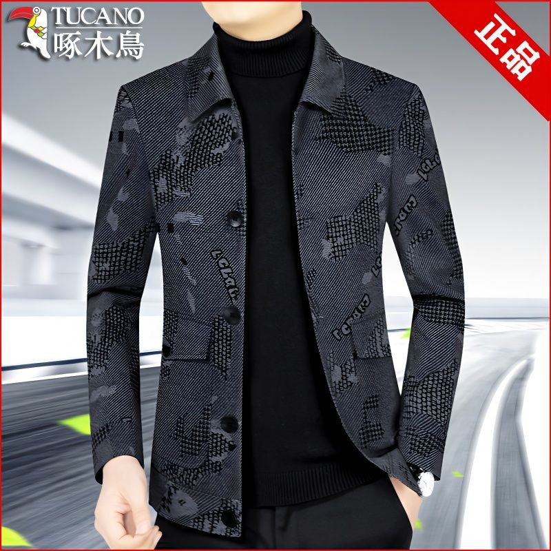 Woodpecker coat lapel short casual jacket men's jacket spring and autumn men's clothing