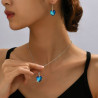 New ethnic retro gemstone geometric necklace earrings set
