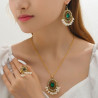 New ethnic retro gemstone geometric necklace earrings set