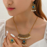 New ethnic retro gemstone geometric necklace earrings set