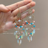 Women's ethnic style Miao silver tassel earrings