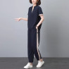 Fashionable foreign style suit mom's new loose casual two-piece set middle-aged mother age-reducing casual sports suit summer