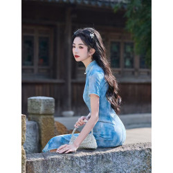 New Swiss Net Cheongsam Retro Republic of China Style Gentle Daily High-end Dress