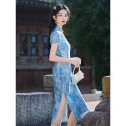 New Swiss Net Cheongsam Retro Republic of China Style Gentle Daily High-end Dress