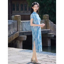 New Swiss Net Cheongsam Retro Republic of China Style Gentle Daily High-end Dress