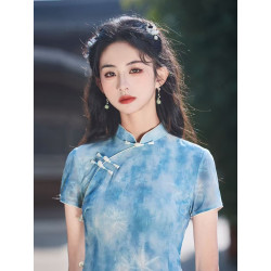 New Swiss Net Cheongsam Retro Republic of China Style Gentle Daily High-end Dress