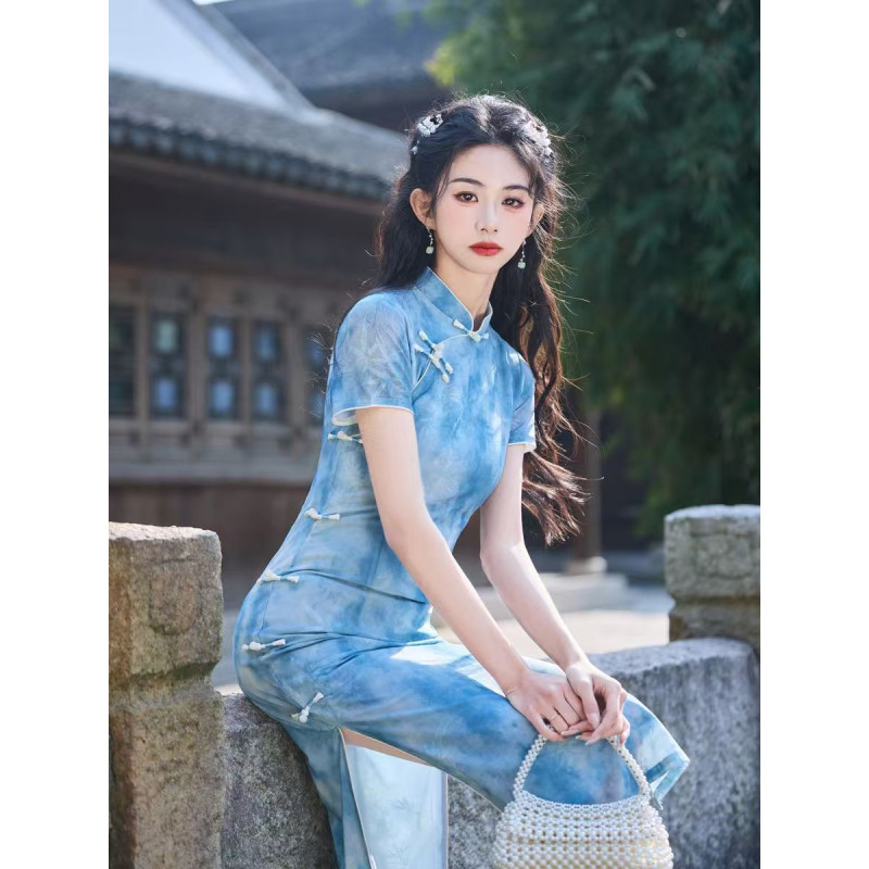 New Swiss Net Cheongsam Retro Republic of China Style Gentle Daily High-end Dress