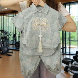 Children, girls, boys, cute, foreign style, fashionable, versatile, high-end national style two-piece set
