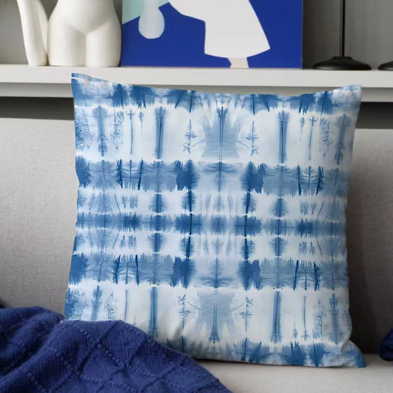 Blue tie-dye pattern ethnic style pillow
