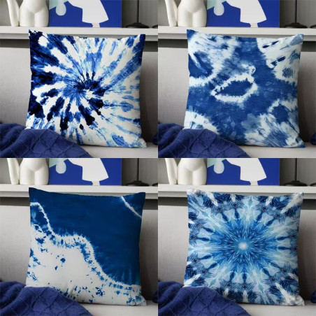 Blue tie-dye pattern ethnic style pillow