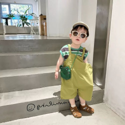 Children's bib pants boys' summer new striped vest set baby cute casual fashionable T-shirt