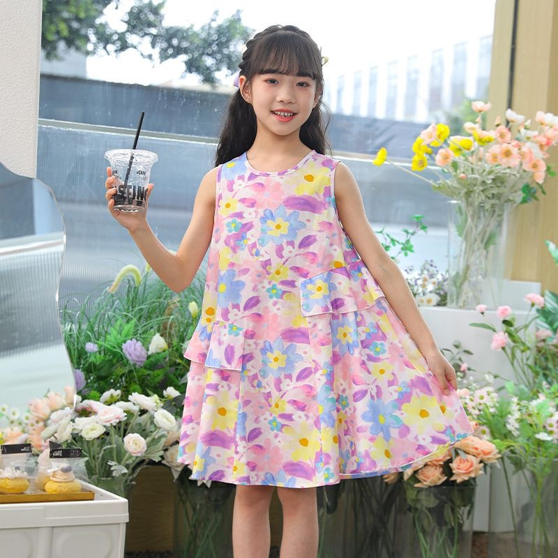 Girls' dress summer skirt new princess children's fashion thin sleeveless skirt