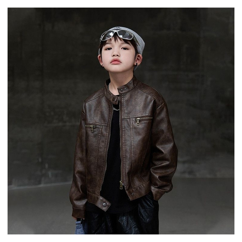 Zhongdatong's new children's clothing, boys' leather jacket, children's jacket, handsome coat Zhongdatong's new children's clothing, boys' leather jacket, children's jacket, handsome coat