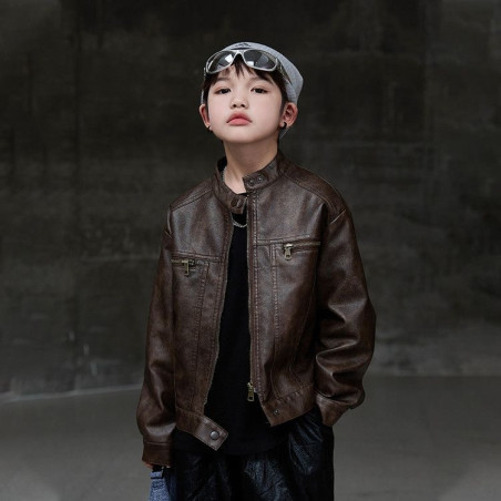 Zhongdatong's new children's clothing, boys' leather jacket, children's jacket, handsome coat