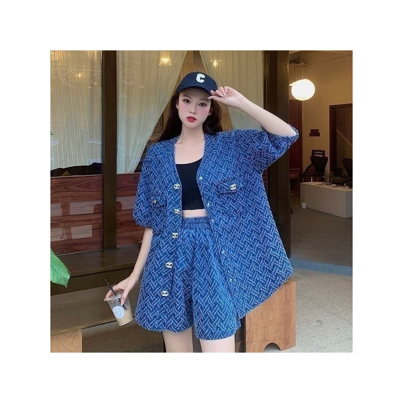 Plus size women's clothing 2025 summer new fat mm fashion temperament casual set women's hide flesh slim loose two-piece set Plus size women's clothing 2025 summer new fat mm fashion temperament casual set women's hide flesh slim loose two-piece set