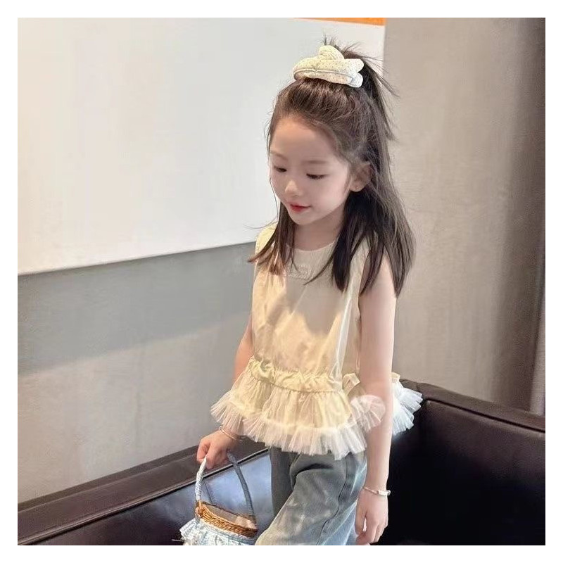 Girls' sleeveless top, doll shirt, children's baby cotton shirt, little girl's western vest top