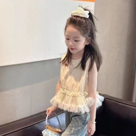 Girls' sleeveless top, doll shirt, children's baby cotton shirt, little girl's western vest top