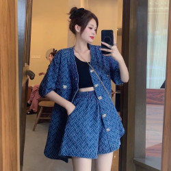 Plus size women's clothing 2025 summer new fat mm fashion temperament casual set women's hide flesh slim loose two-piece set