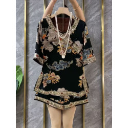 New Chinese style fashion suit national style buttoned medium and long two-piece suit