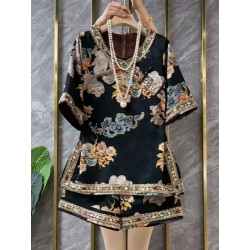 New Chinese style fashion suit national style buttoned medium and long two-piece suit