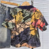 Boys' Nezha short-sleeved polo shirt, children's handsome lapel T-shirt, middle-aged children's tie-dyed
