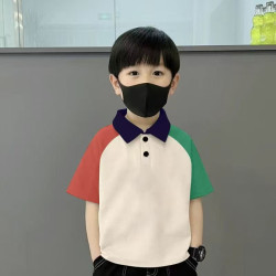 Boys' Nezha short-sleeved polo shirt, children's handsome lapel T-shirt, middle-aged children's tie-dyed