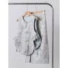 New Chinese style women's clothing blue printed brocade button