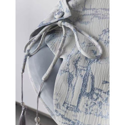 New Chinese style women's clothing blue printed brocade button