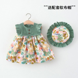 Girls' dress 1-3 baby baby princess skirt temperament hooded skirt girl doll skirt broken flowers