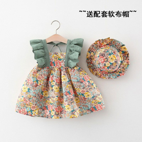 Girls' dress 1-3 baby baby princess skirt temperament hooded skirt girl doll skirt broken flowers