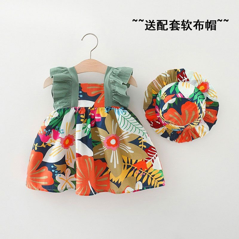 Girls' dress 1-3 baby baby princess skirt temperament hooded skirt girl doll skirt broken flowers