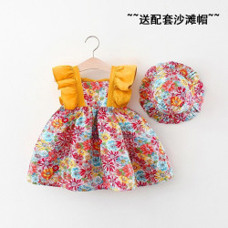 Girls' dress 1-3 baby baby princess skirt temperament hooded skirt girl doll skirt broken flowers