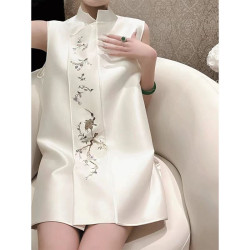 New Chinese style embroidered sleeveless dress high-end